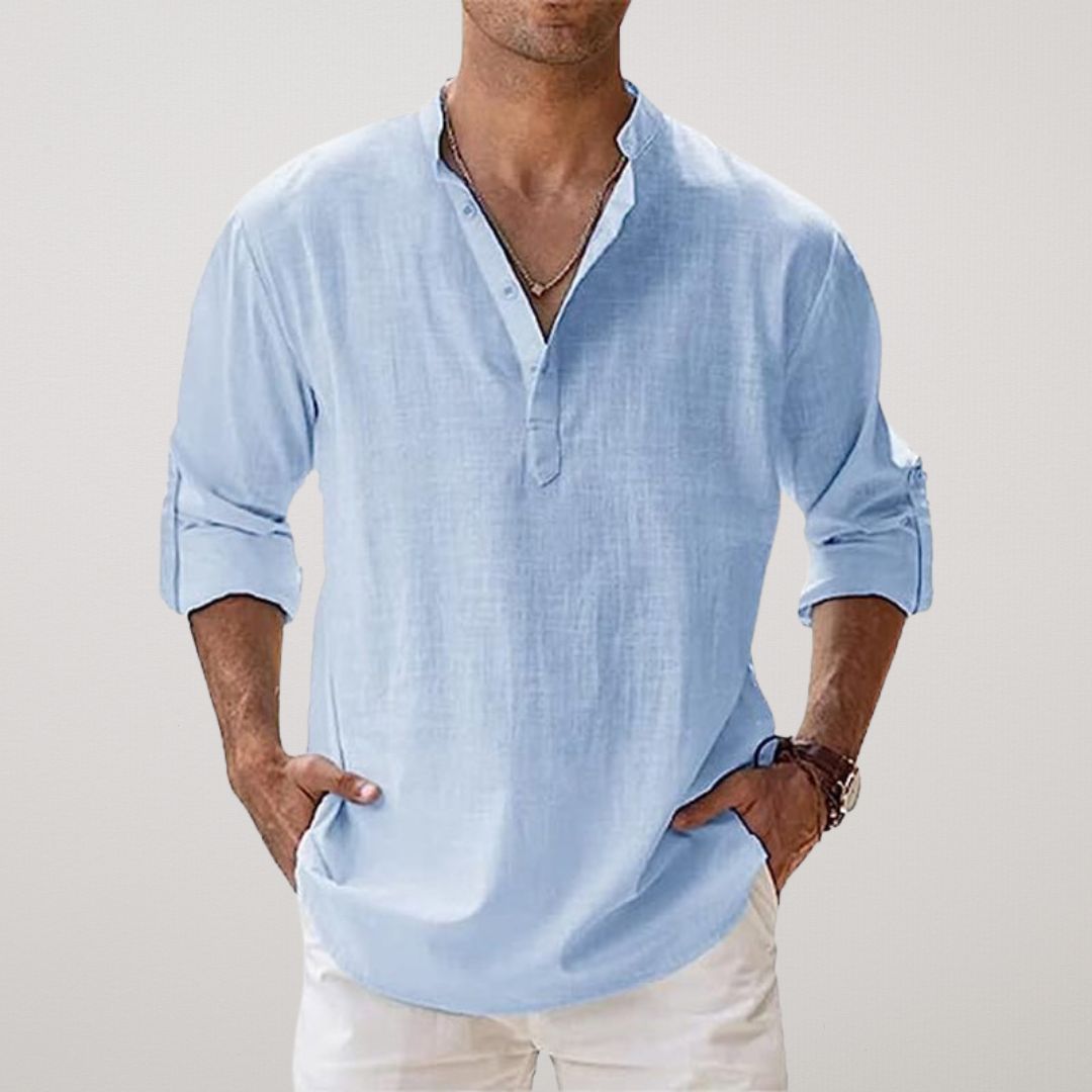 Lorel | Camisa henley de algodón con efecto lino