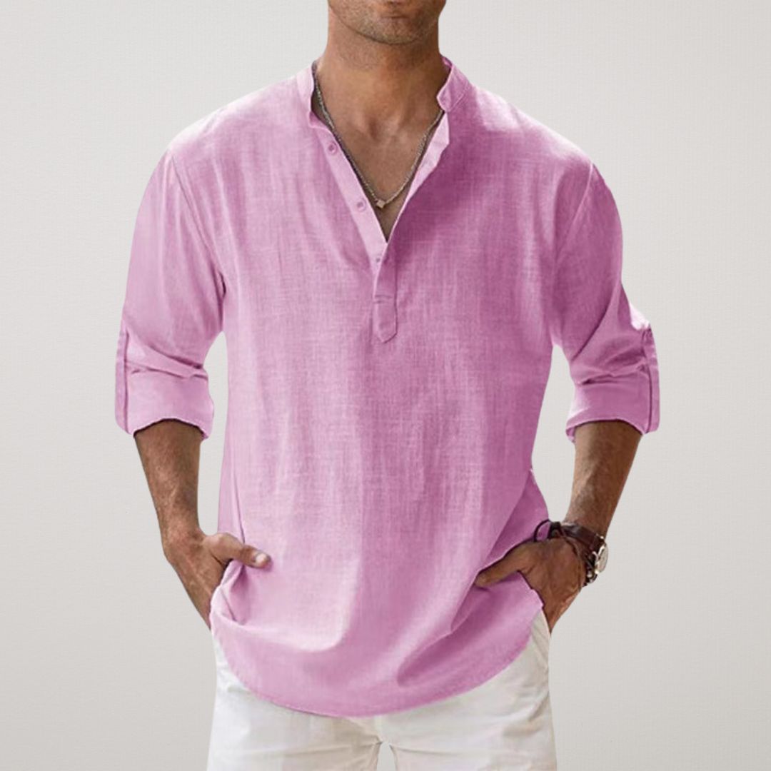 Lorel | Camisa henley de algodón con efecto lino