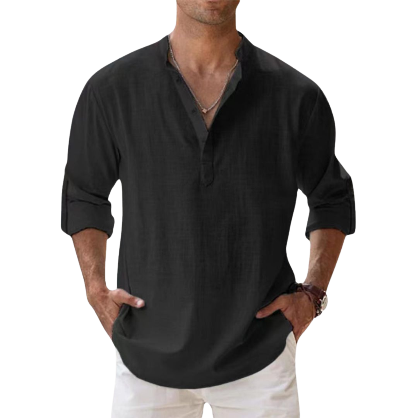 Lorel | Camisa henley con efecto de lino y algodón